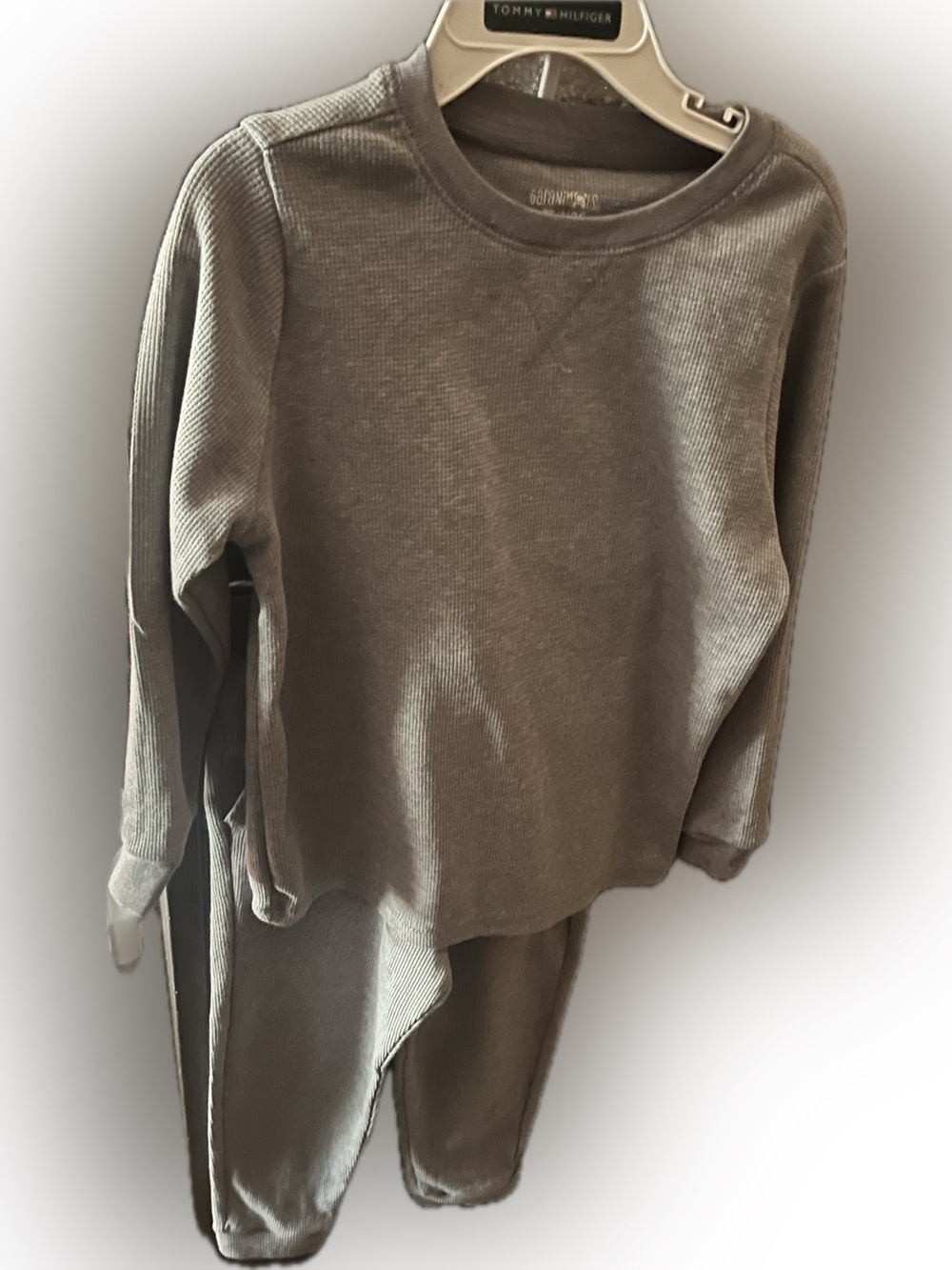 Garanimals Unisex Grey Crew Neck Ribbed Cotton shirt & pants set